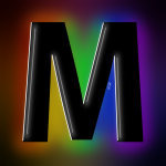 M with rainbow back