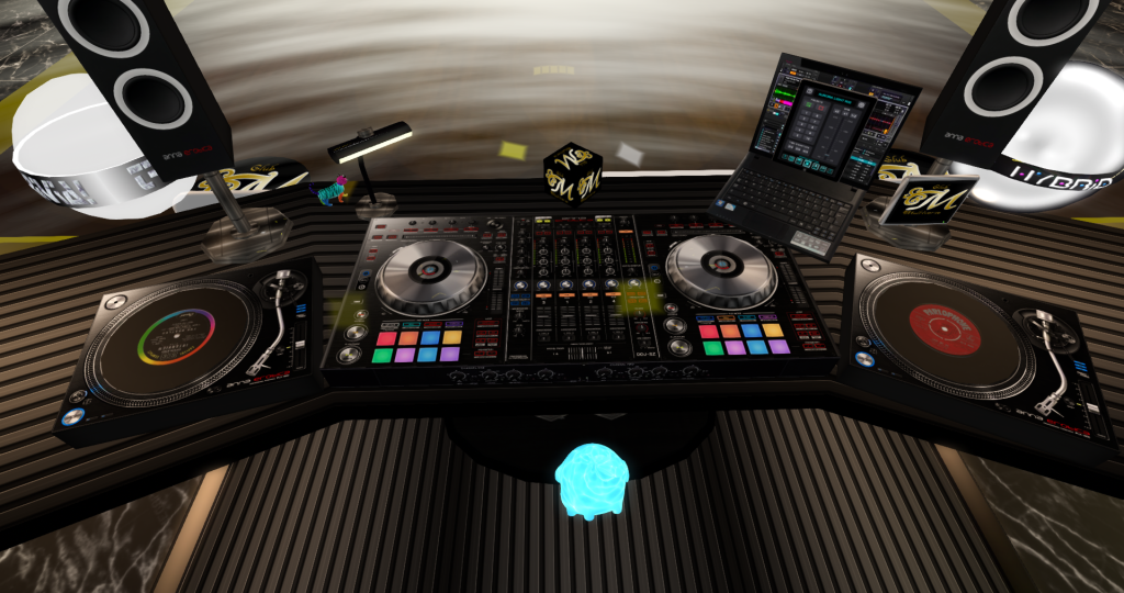 A closeup shot of the DJ booth at Multiverse.